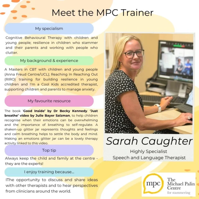 Meet Sarah! Our team of specialist SLTs facilitate a full programme of training including Palin PCI, SFBT, Confidence and Resilience and CBT. Build your career today with the MPC.