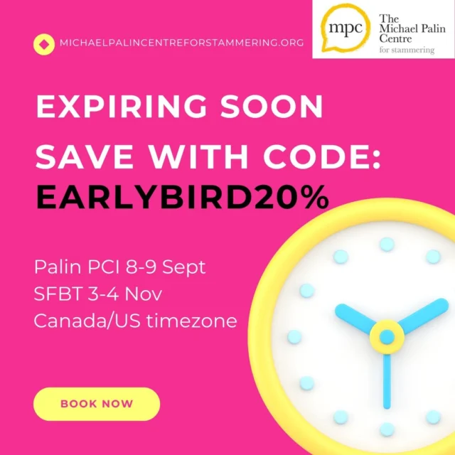 Code: EarlyBird20% by the end of June for your discount!
Early booking advised. Only US/Canada timezone course in 2025. 
“Hands down the best training I have ever attended; what a beautiful fusion of research and clinical expertise.”

“I’m gained new way of looking at my caseload overall – not just the children who are stuttering – focusing on solutions and what is already working well rather than problems.”

“The content was rich with concepts and ideas and taught in a way that bridge a variety of experience levels. It offered ideas for beginners as well as expert."
https://michaelpalincentreforstammering.org/tc-events/